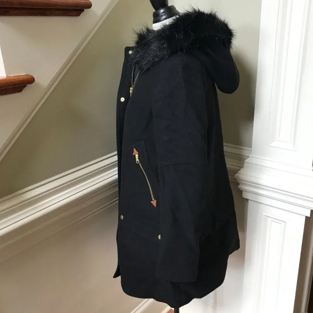 NWT JCrew Chateau Parka Jacket Coat Womens 2 Black Hooded Stadium Cloth NEW - Picture 8 of 12